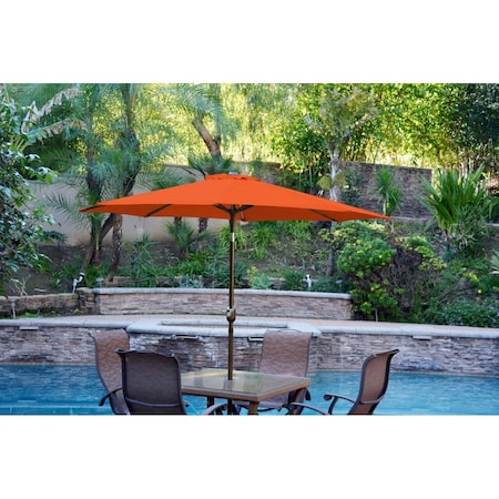 Propation 9 ft. Aluminum Patio Market Umbrella Tilt with Crank - Orange Fabric & Champagne Pole PR331901